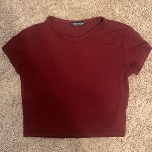 Nasty Gal Burganfy cropped shirt